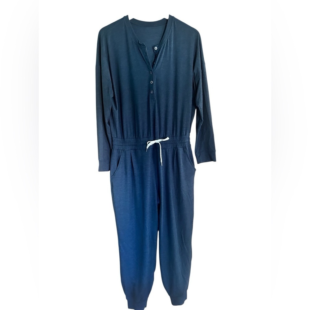 Vuori Lux Henley Jumpsuit in Dark Navy - Picture 2 of 5